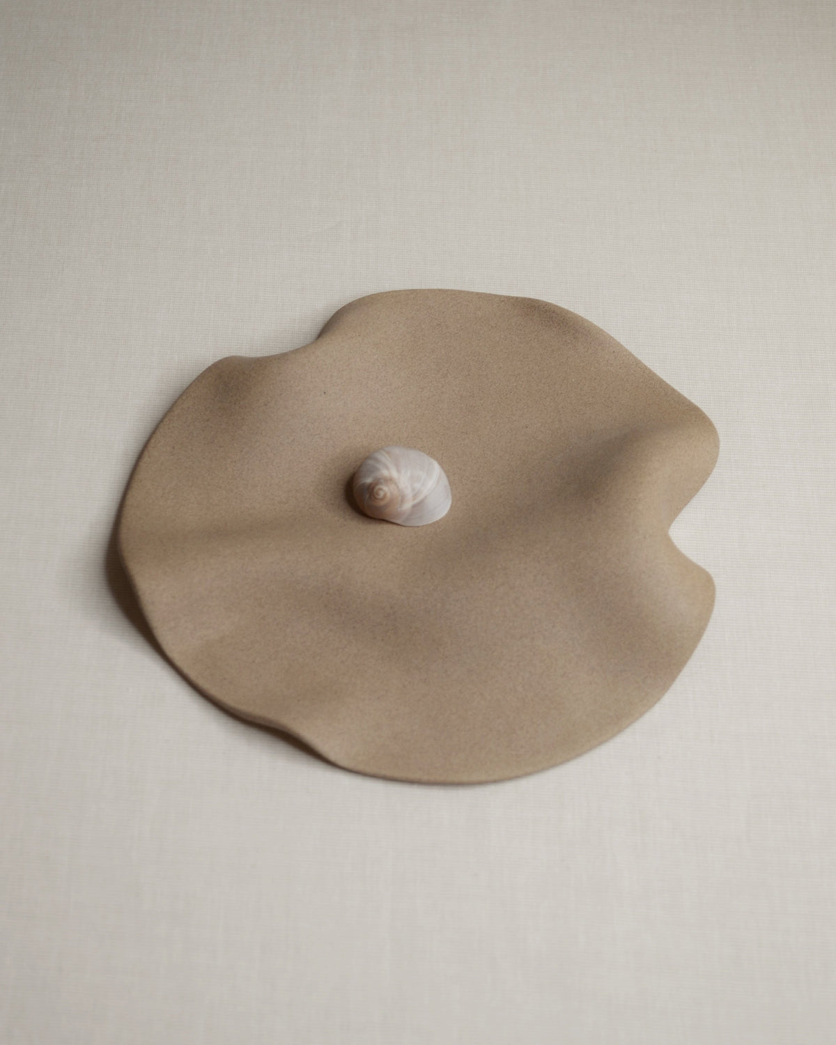 Assiette ronde beige.