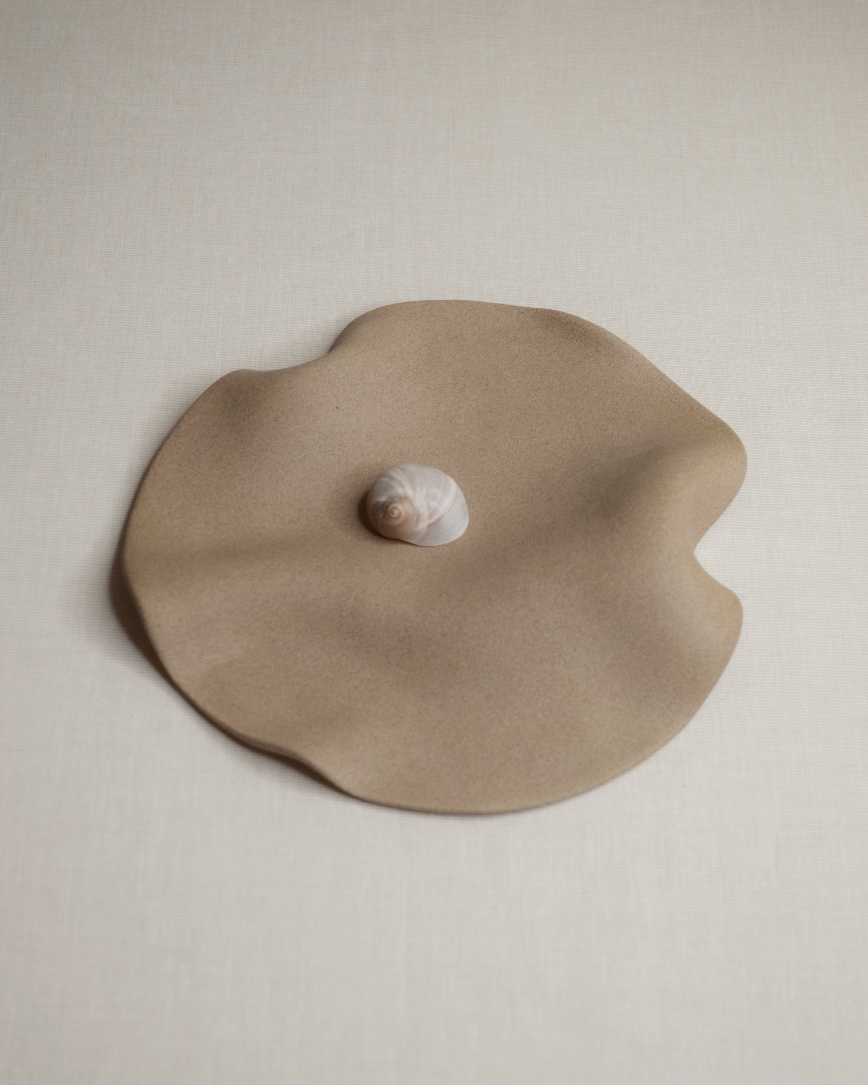 Assiette ronde beige.