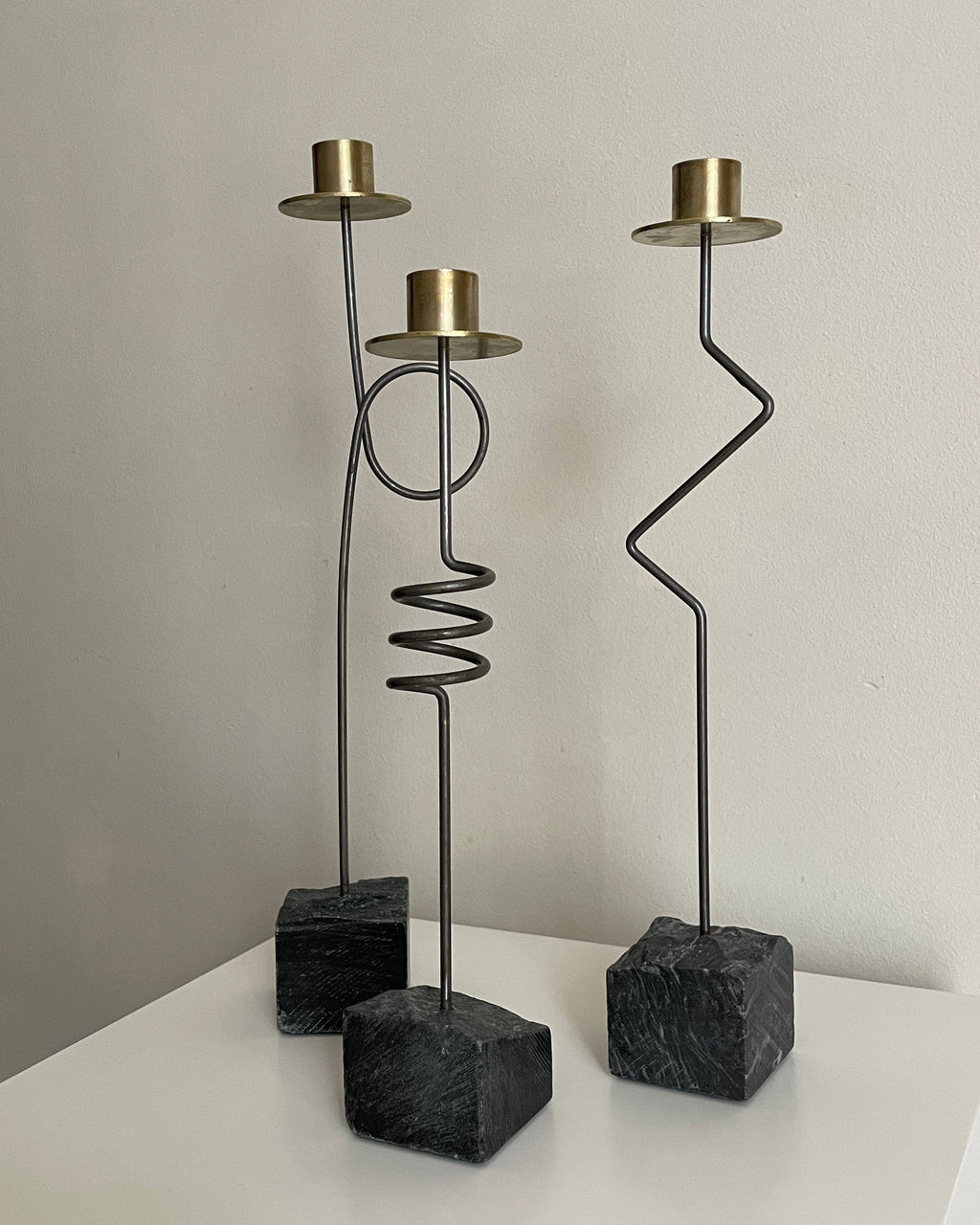 Trio de bougeoirs vintage.