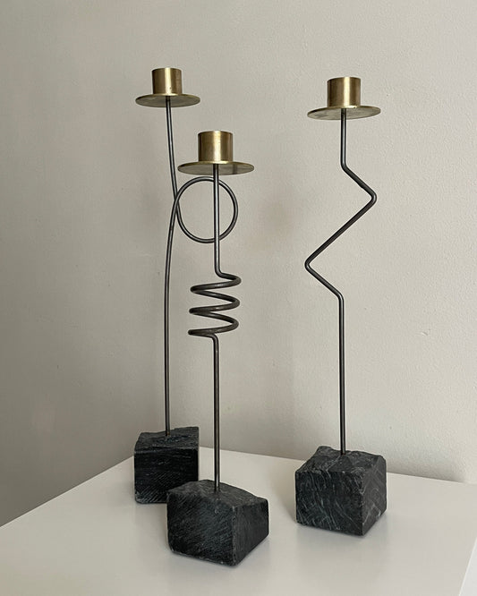 Trio de bougeoirs vintage.