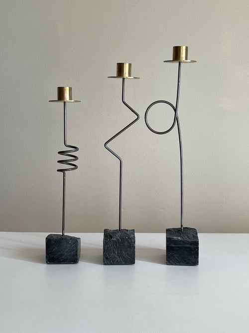 Trio de bougeoirs vintage.