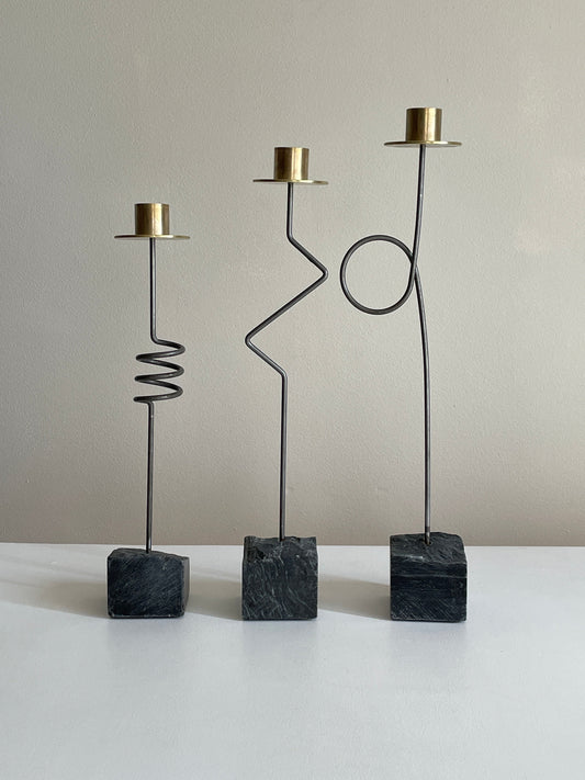 Trio de bougeoirs vintage.