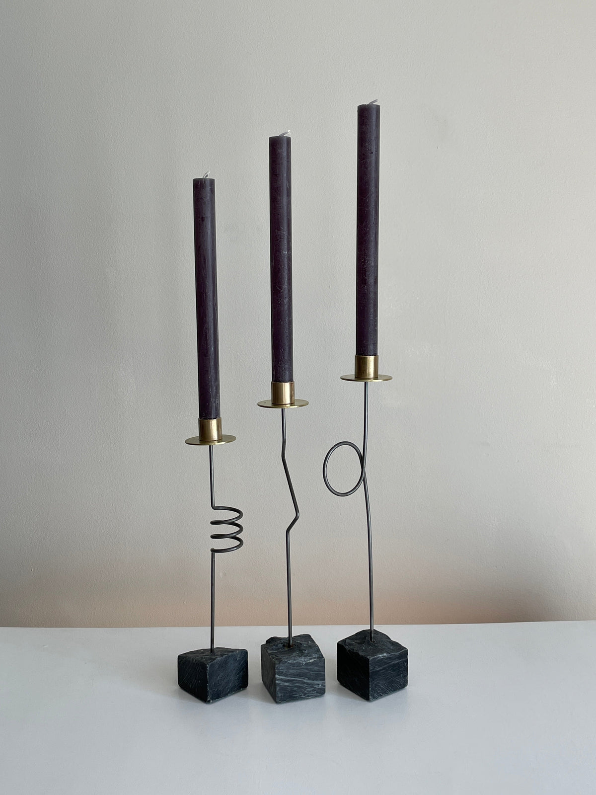 Trio de bougeoirs vintage.